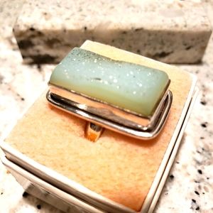 Natural Druzy set in sterling silver.